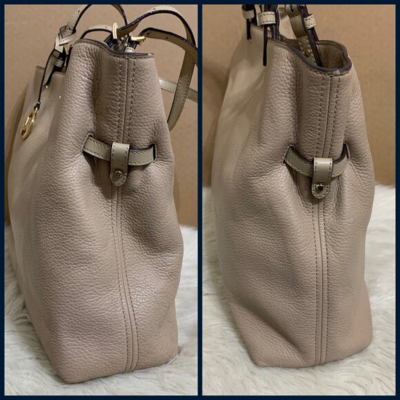 MICHAEL KORS Spacious Large BISQUE Beige Pebbled Leather LENOX Shoulder Tote - Picture 5 of 16